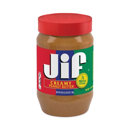 JIF Creamy Peanut Butter, 40 oz Jar, PK2, 2PK 5150072001